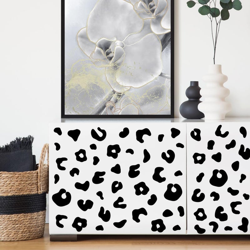 CharmFlo 10 Sheets 360Pcs Leopard Wall Decals Removable Peel & Stick Wall Stickers Self-Adhesive Animal Print Vinyl Decor for Nursery, Car,Door, Home, Bedroom, DIY Easy Installation (Black) - Image 3